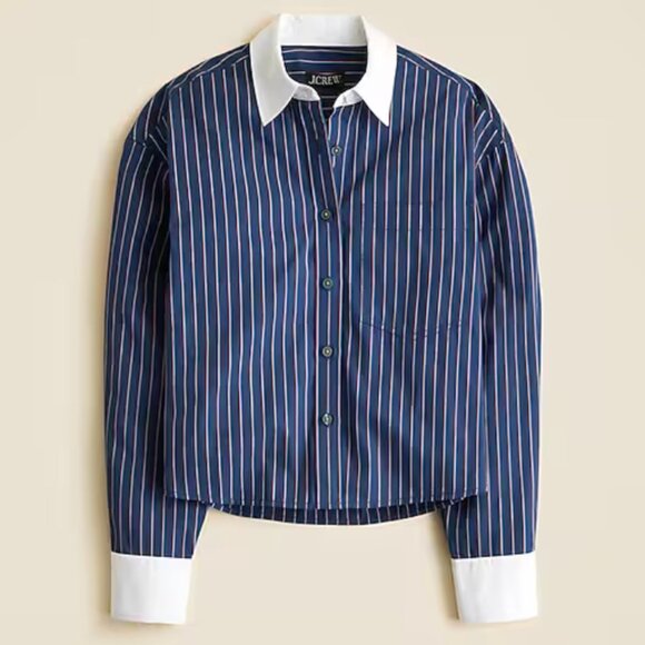 NWT J. Crew Étienne Cropped Button-up Shirt - Picture 4 of 7